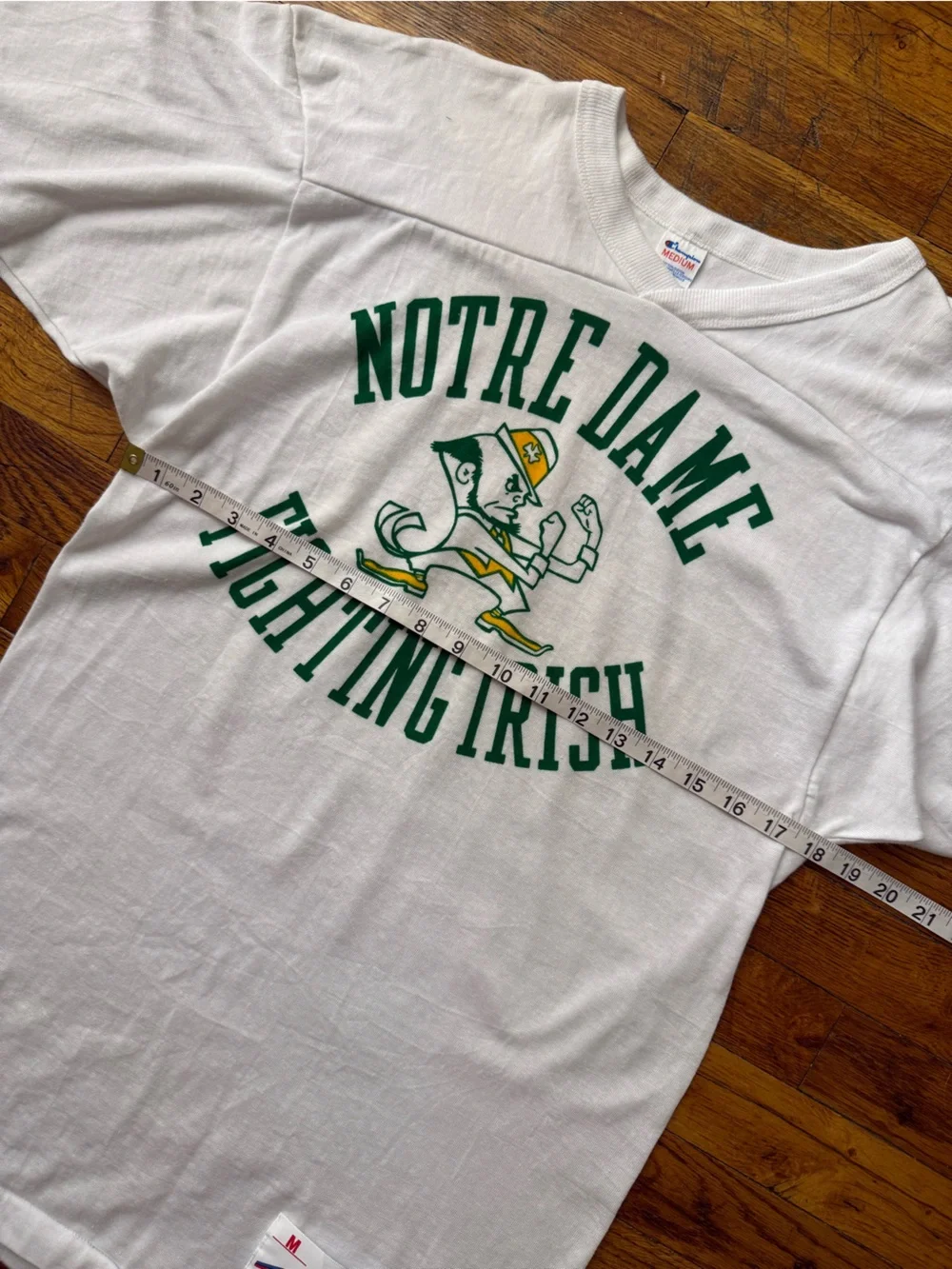 Vintage 80s Champion Notre Dame Fighting Irish Leprechaun Jersey Tee - Size M - Picture 6 of 12
